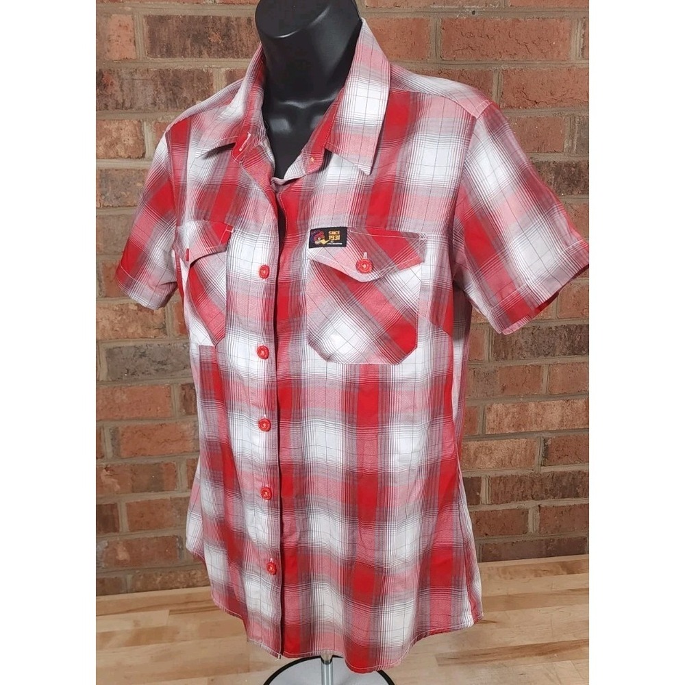 Dixxon Flannel Company Mrs Horsepower Clay Smith Cams‎ Plaid Shirt Button Medium